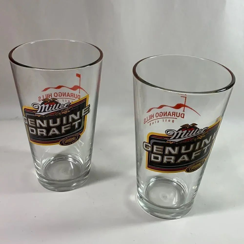 Miller Genuine Draft Durango Hills Golf Glasses Set 2